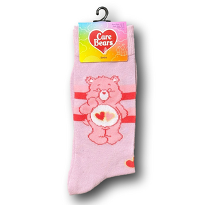 3/$20 Care Bears Love-A-Lot Bear Funny Novelty Crew Socks - NWT